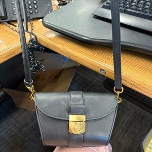 Veronica Beard Black Crossbody Bag with Gold Clasp